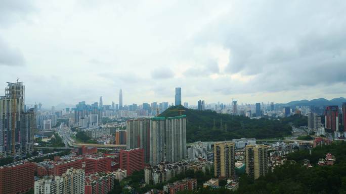 0006_D航拍城市建筑大景多云天气