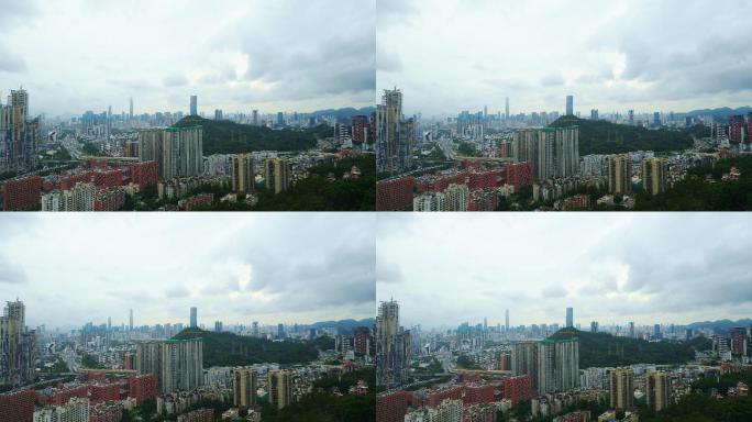 0006_D航拍城市建筑大景多云天气