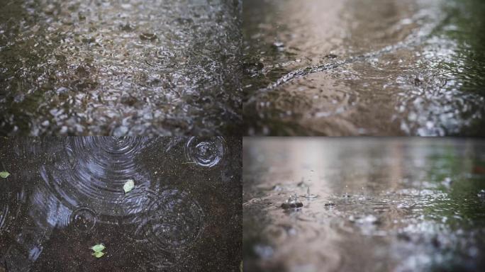 雨天雨滴下雨慢镜头伤感风景视频素材