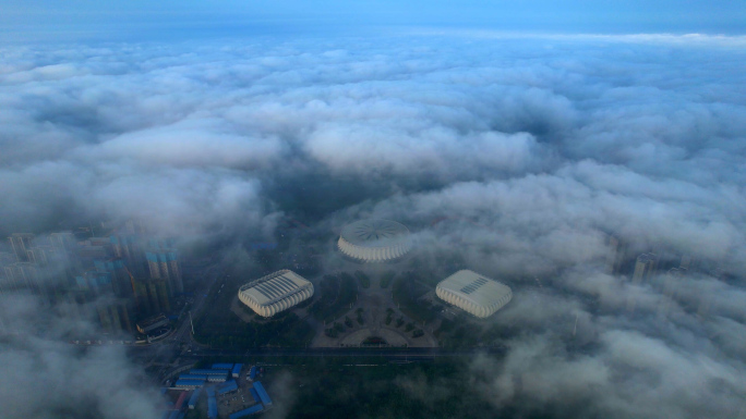 沙北中心区 体育广场 城市大气云雾 云层