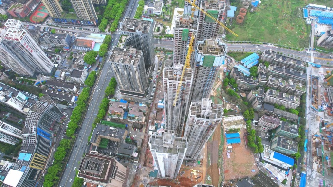 鸟瞰大气城市建设-楼盘工地