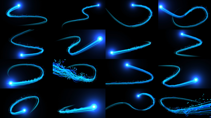20款蓝色科技光线粒子路径AE模板