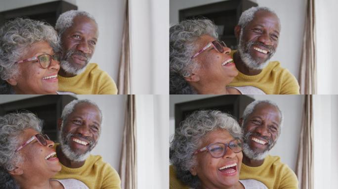 一对老非裔美国人在家里相爱。隔离期间的社交距离