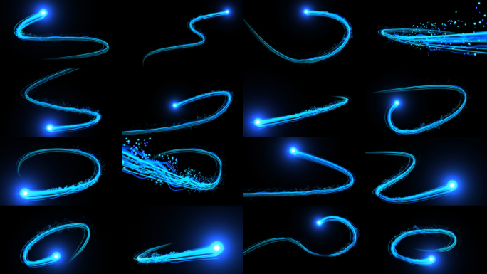 20款蓝色科技光线粒子路径动画