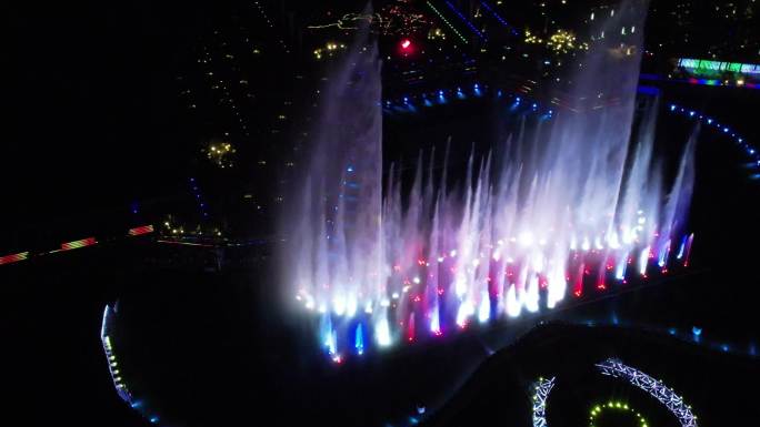 4K航拍全集：银川阅海音乐喷泉灯光秀