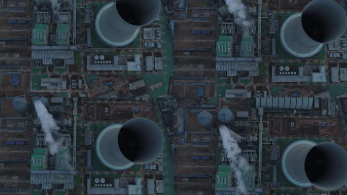 北京房山的热力发电厂正上方视角航拍