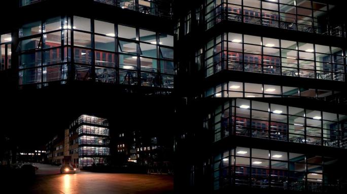4k夜晚的办公室 ，学校教学楼