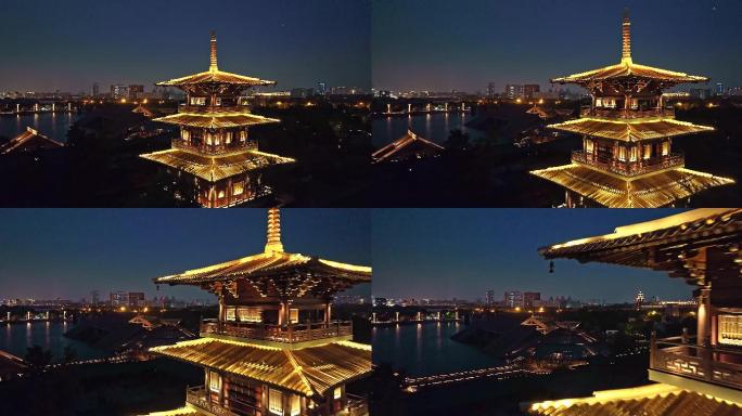 上海 松江 广富林文化遗址 上海夜景航拍