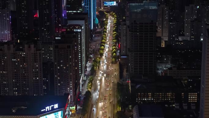 沈阳青年大街文化路夜景航拍4K