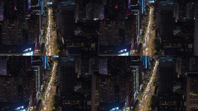 沈阳青年大街文化路夜景航拍4K