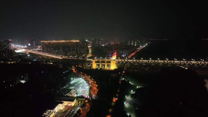 南京长江大桥夜景滨江大道城市夜景湿地公园