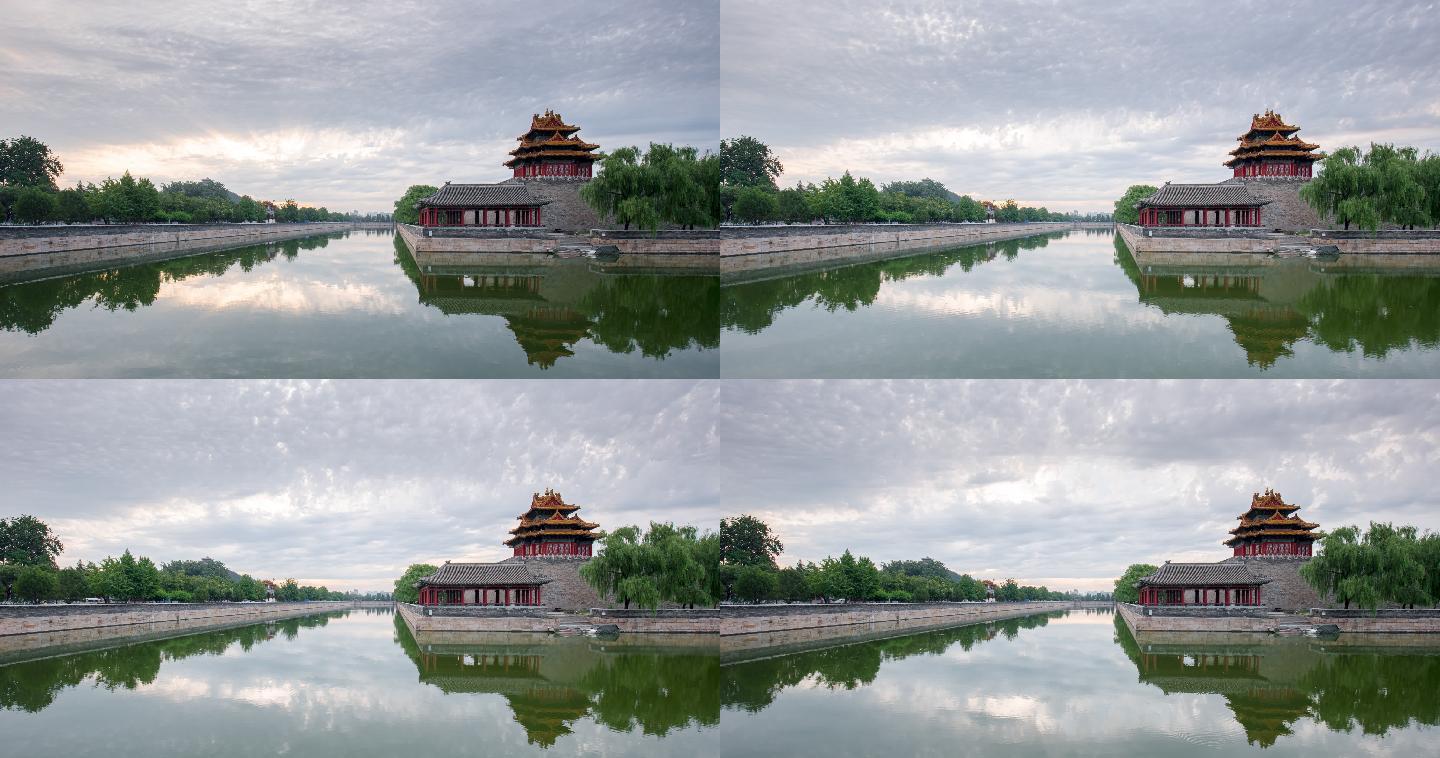 北京故宫角楼筒子河白昼延时摄影