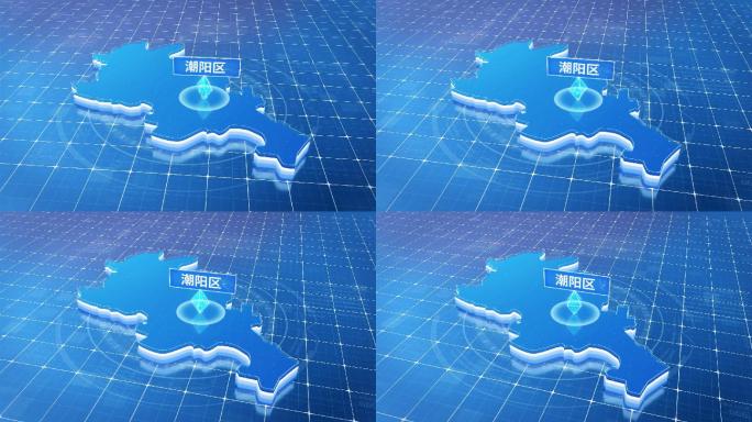 潮阳区蓝色科技感定位地图