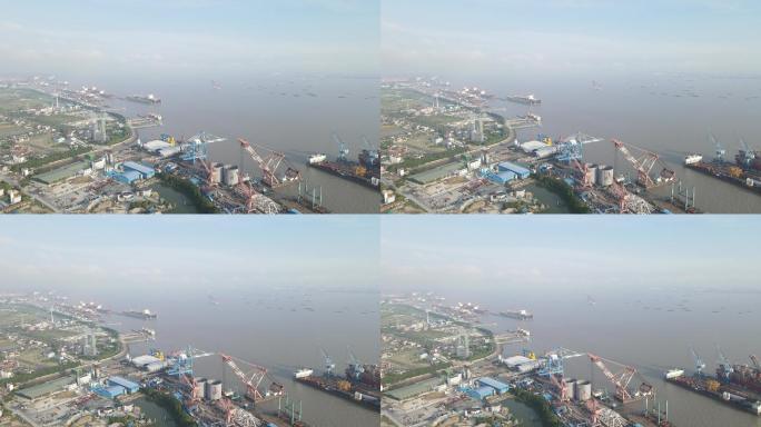 上海崇明振华重工港口4K航拍原素材