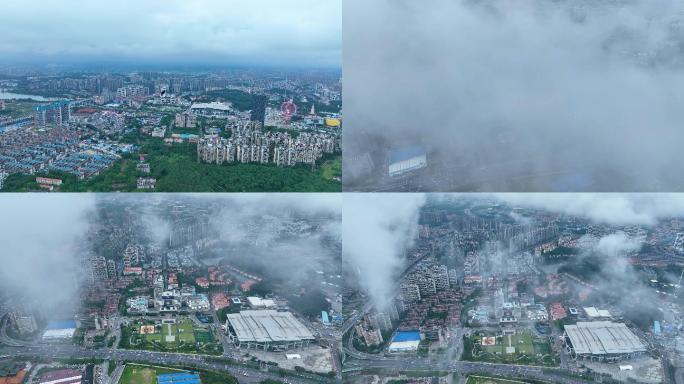 4K航拍长沙雨后云海高空穿云6