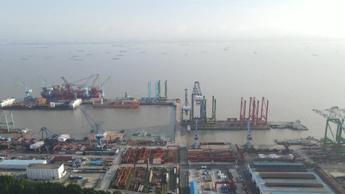 上海崇明江南造船厂4K航拍原素材