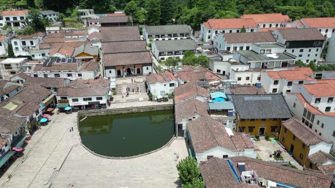 九华山风景区寺院化城寺航拍