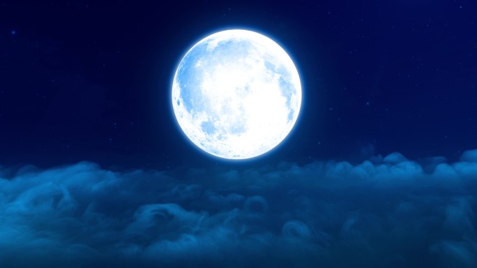 4K唯美云层月亮月球