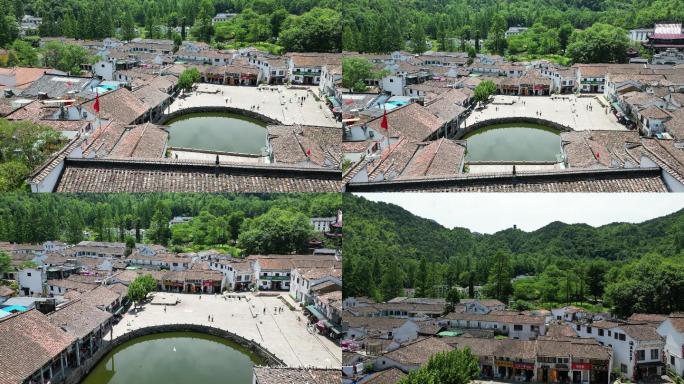 九华山风景区寺院化城寺航拍