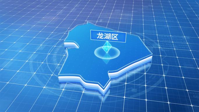 龙湖区蓝色科技感定位地图
