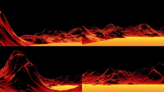 【4K时尚背景】红色山体穿梭炫酷熔岩冲击