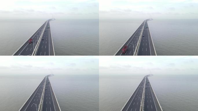 上海长江大桥崇明区长江口4K航拍原素材