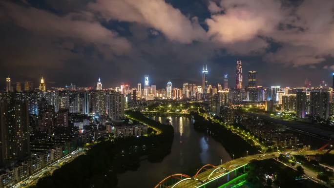 罗湖洪湖公园夜景延时