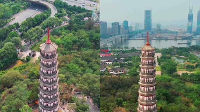 竖屏航拍广州琶洲塔城市建筑景点