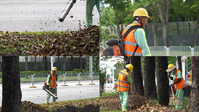 树叶清扫 环卫 清洁工人 市政 卫生城市