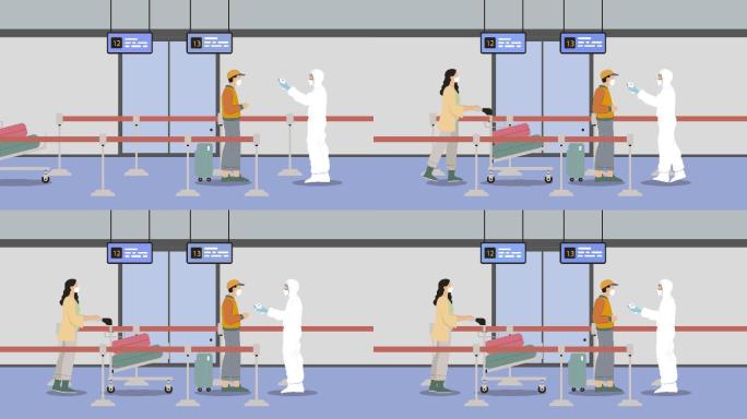 机场防疫 保持距离 MG动画素材