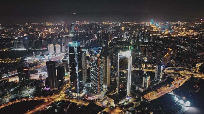 福州大场景夜景大气震撼航拍（福州CBD）