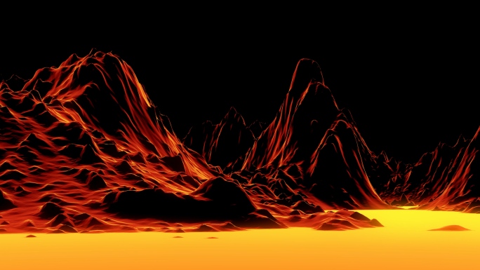 【4K时尚背景】燃烧火焰山体穿梭熔岩循环