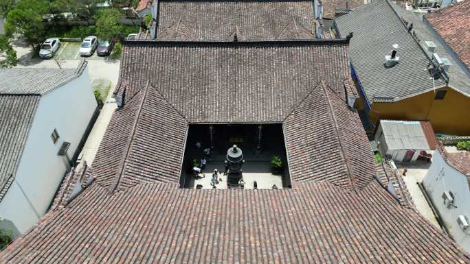 九华山风景区寺院化城寺航拍