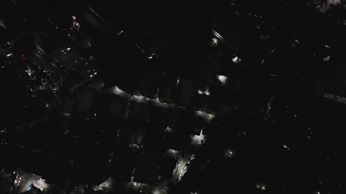 0020_D航拍城市夜景小区建筑群黑夜