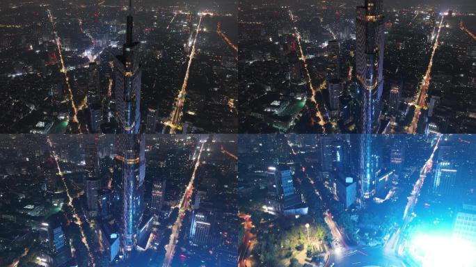 南京紫峰大厦夜景4K航拍