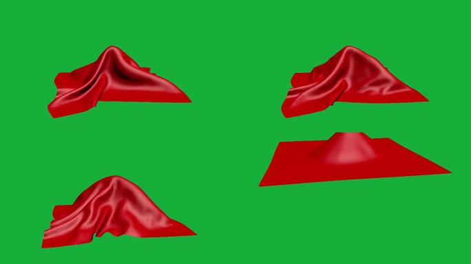 揭开红布MP4绿幕视频素材下载红布飘起来