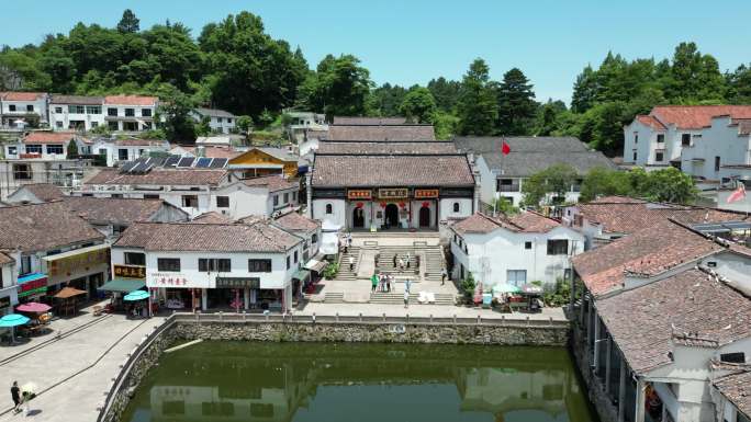 九华山风景区寺院化城寺航拍