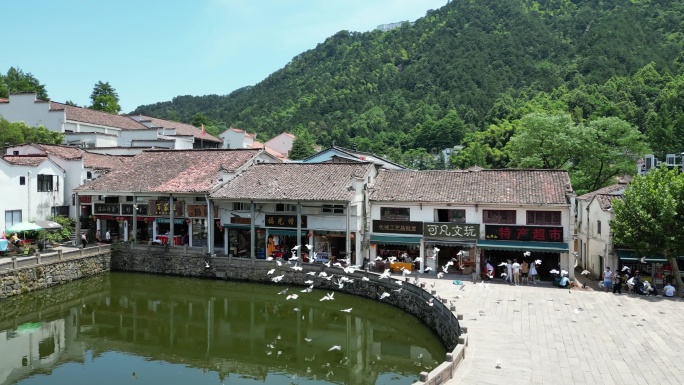 九华山风景区寺院化城寺航拍