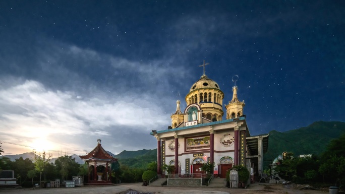 教堂星空延时