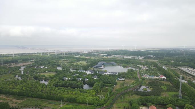 上海崇明区长兴岛郊野公园4K航拍