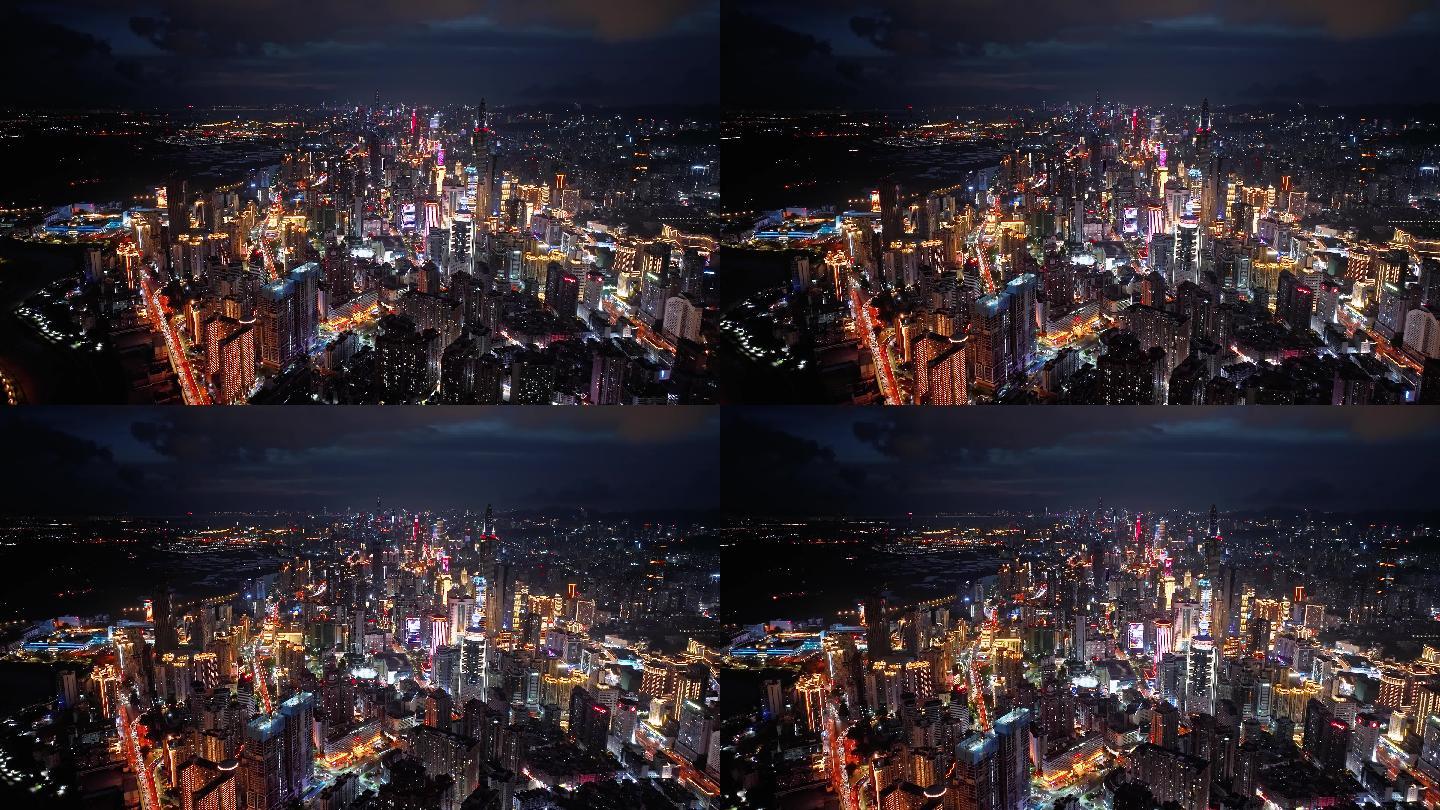 【正版素材】深圳罗湖区夜景航拍4K