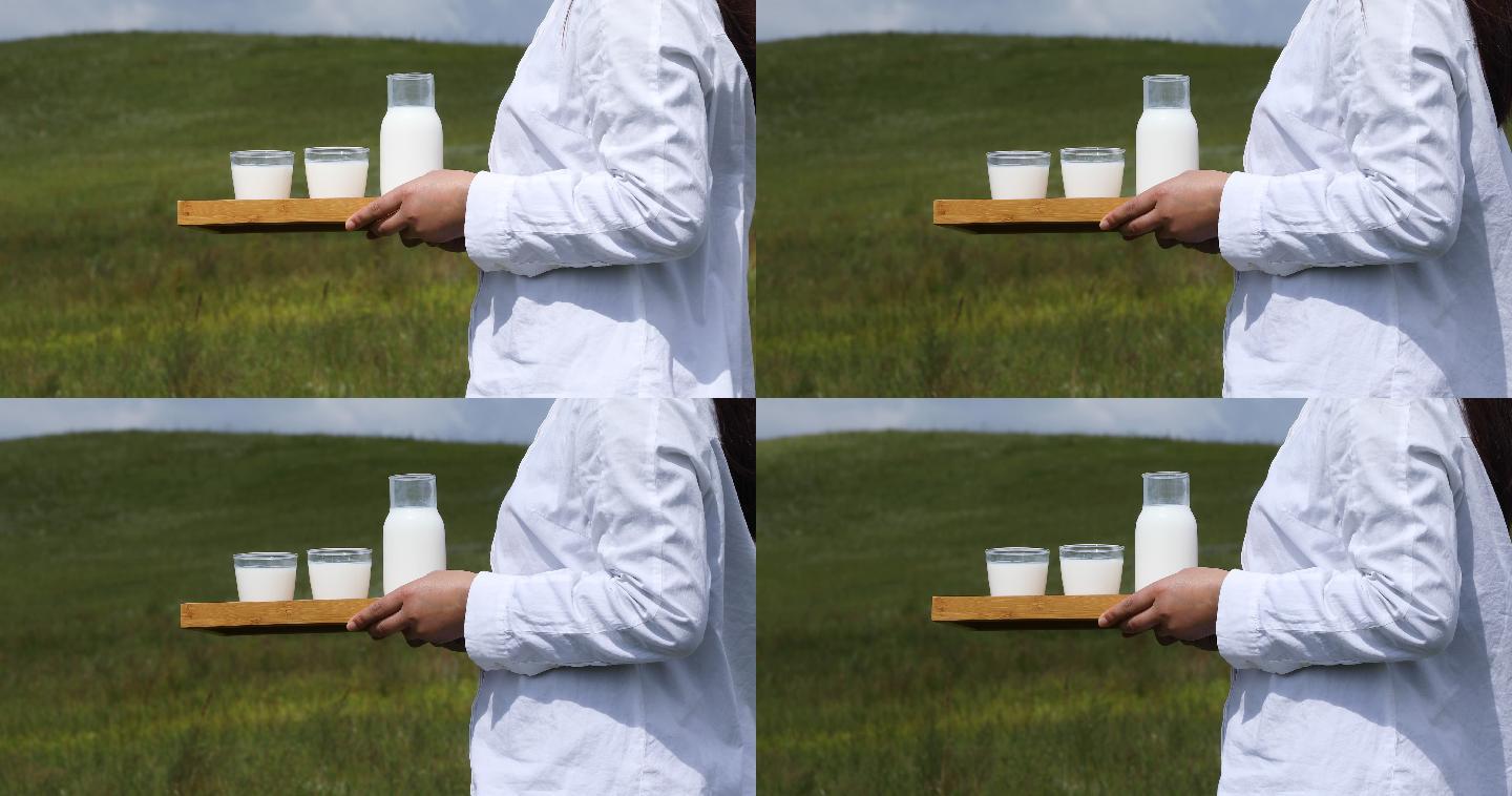 草原上的牛奶特写纯牛奶优质奶源