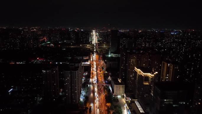 西安北辰路夜景 都市夜景车流车水马龙