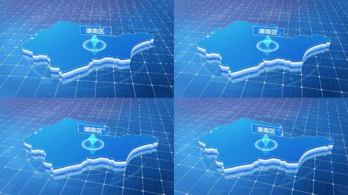 潮南区蓝色科技感定位地图ae模板