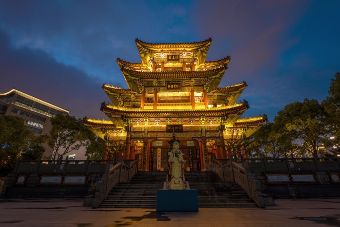 龙王阁 龙王庙 夜景 延时 8K