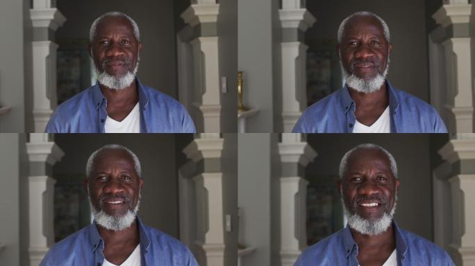 非裔美国老人在家微笑的肖像