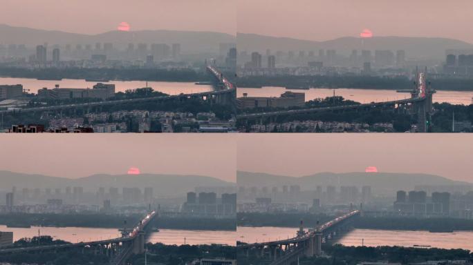 太阳和南京长江大桥的合影