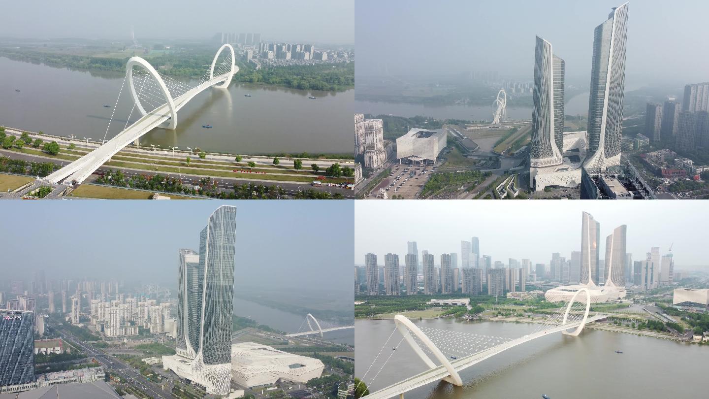 南京眼南京国际青年文化中心双塔楼航拍