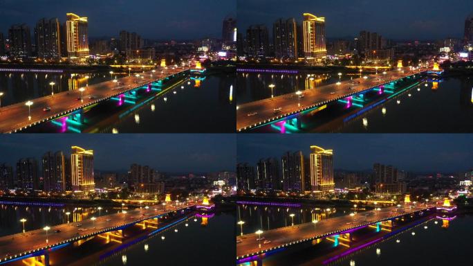 原创 陕西汉中市汉江城市天际线夜景风光