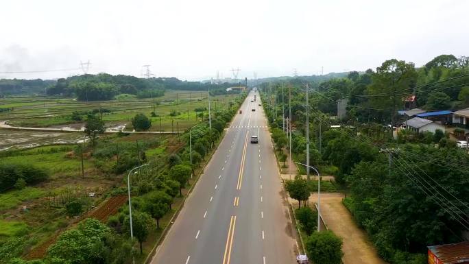 航拍石门县郊区道路